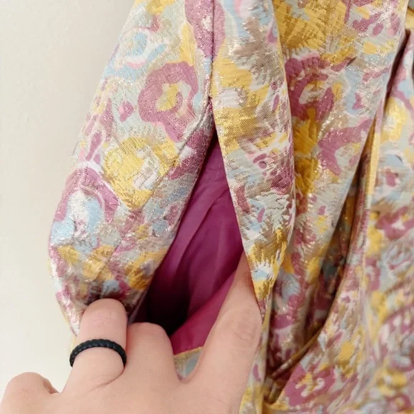 Zac Posen x Target | Floral Brocade Mini Tea Dress Oversized Bow Metallic 18W - Picture 7 of 11